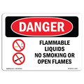 Signmission OSHA Danger, Flammable Liquids No Smoking Or Open Flames, 14in X 10in Decal, 10" W, 14" L, Landscape OS-DS-D-1014-L-1244